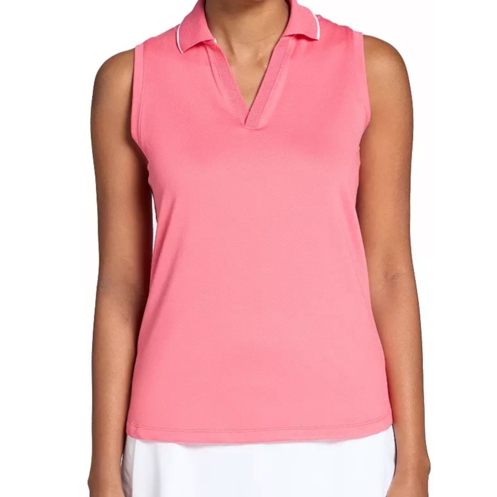 NWT Walter Hagen P11 Johnny Sleeveless Polo Tropical Hibiscus Pink